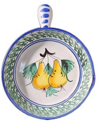 Vietri Italian Hand Painted Stoneware Pear  Bakeware w/ Spout & Handle READ (RV)