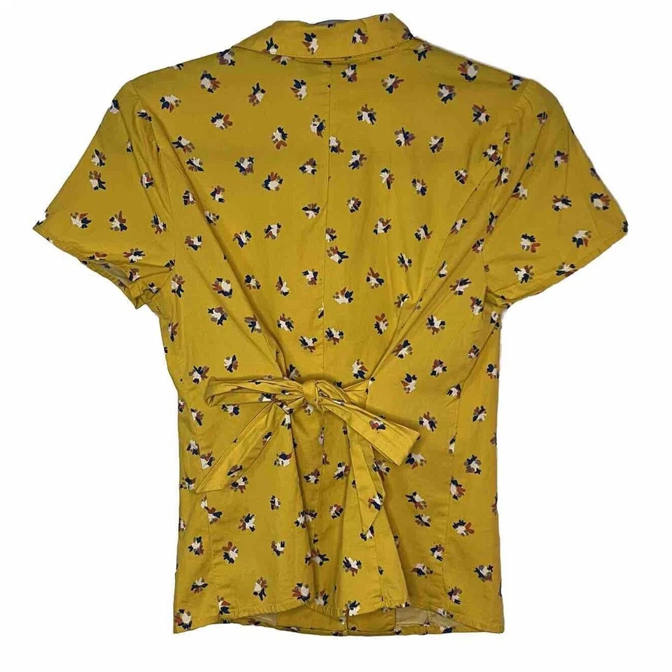 ModCloth Top Yellow Daytime Dynamo Retro Button Up Floral Collared Cottagecore - Image 3 of 4