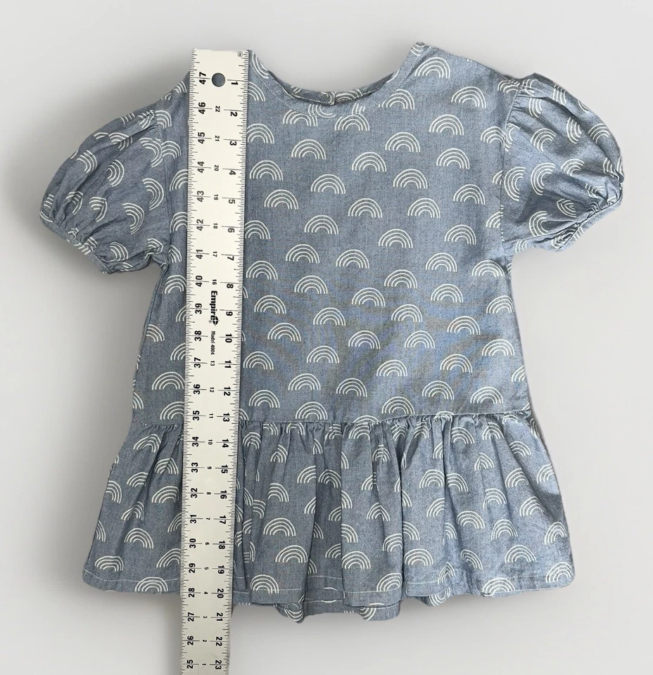 Vestido Tea Collection Niñas Talla 3T Cintura Caída Volantes Dobladillo Arco Iris Cambray Algodón Foto 4 de 4