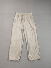 ZARA Women Pant Small Beige Windbreaker Drawstring Waist Pull On Casual Jogger