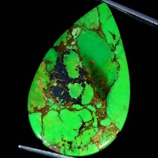 26.70Cts Lab-Created Nice Green Copper Turquoise Pear Cabochon 21X33X4MM