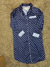 Vintage Norm Thompson Blue Button Down Soft  Sleepwear Robe Nightshirt Sm Petite