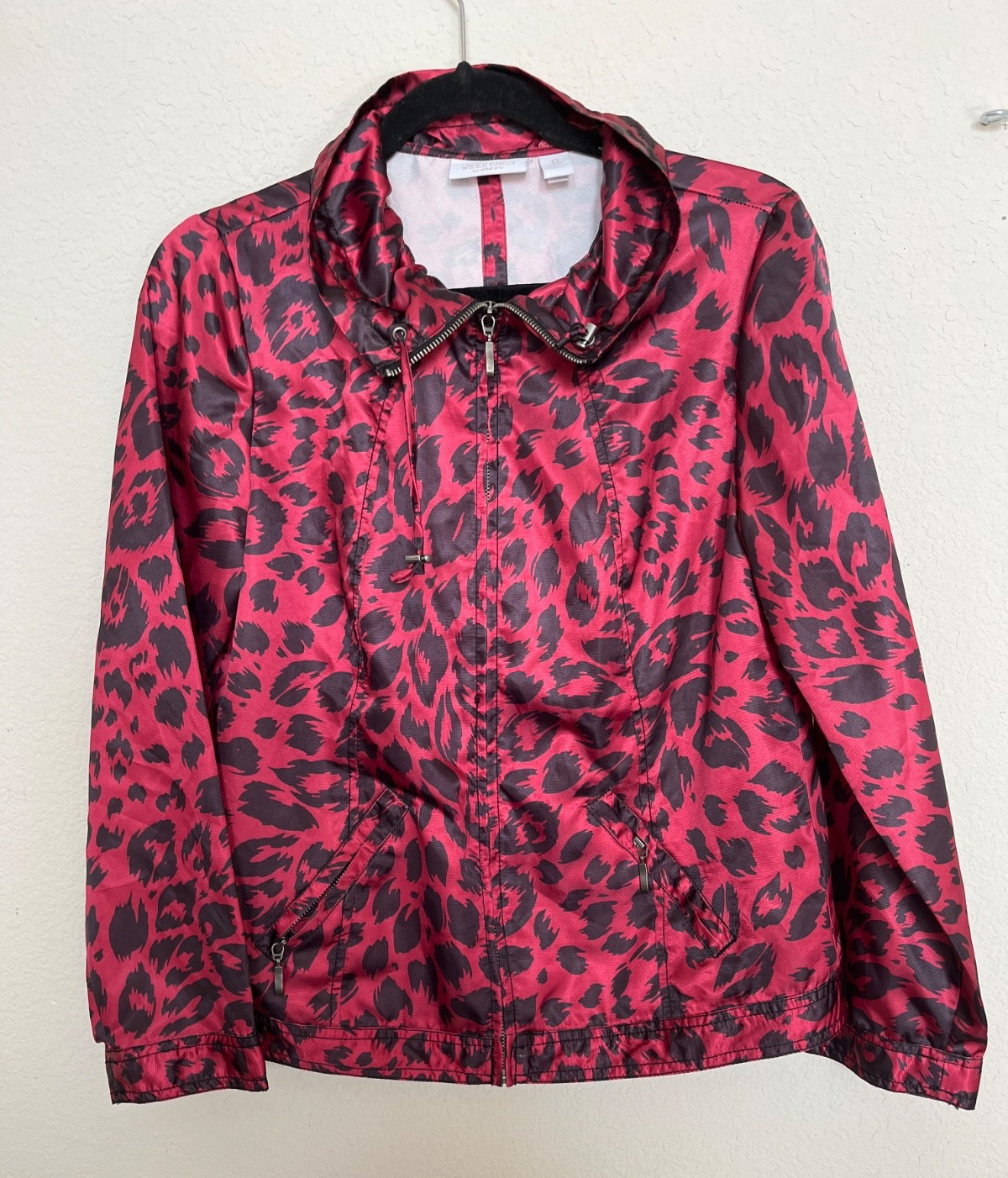Chico’s Weekends Red Leopard Print Windbreaker Ja… - image 3