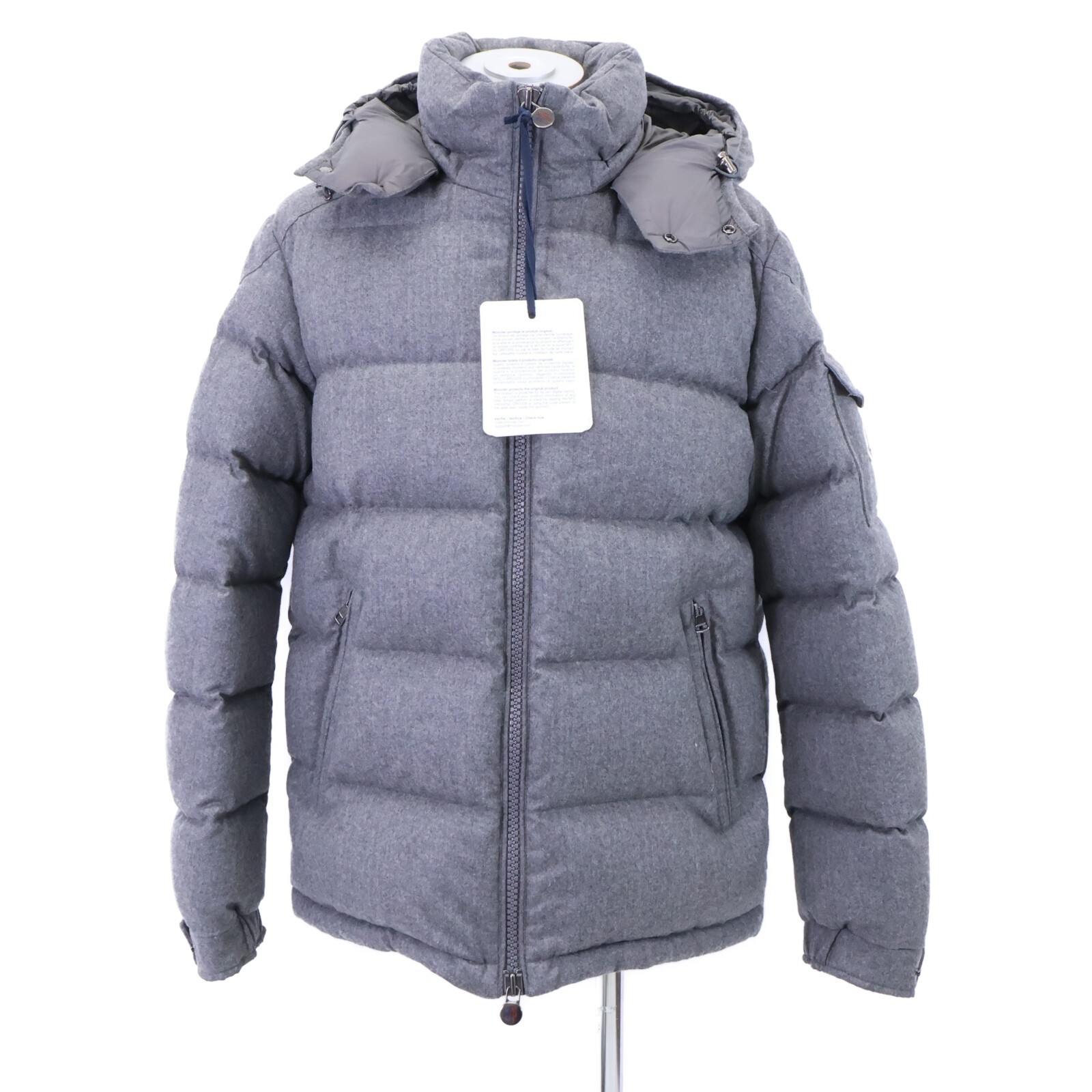 MONCLER MONTGENEVRE wool hooded down jacket 4 gray - Gem