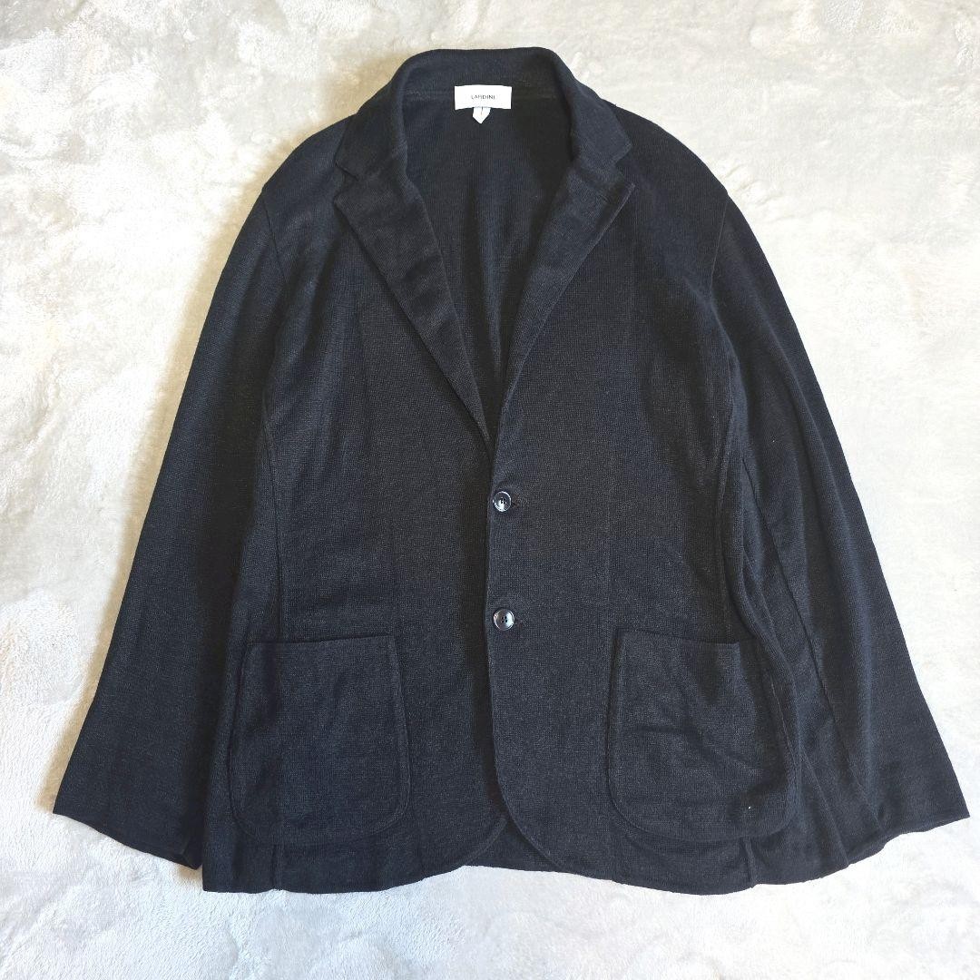 Lardini 24SS Black Linen Knit Jacket XL Current Tag Men's Blazer