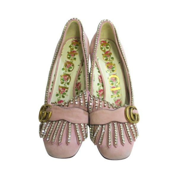 GUCCI 501002 GG Marmont Suede Rhinestone Heel Pumps #36 1/2 Approx. 23.5cm [ Yok thumbnail 2