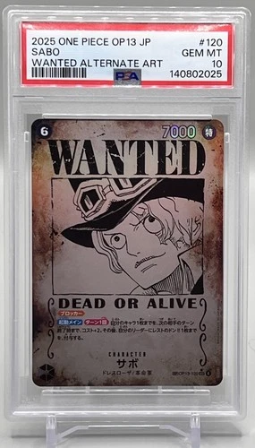 SABO OP13-120 SP Alt Art SEC Wanted Carrying on His Will One Piece JPN PSA 10 💎