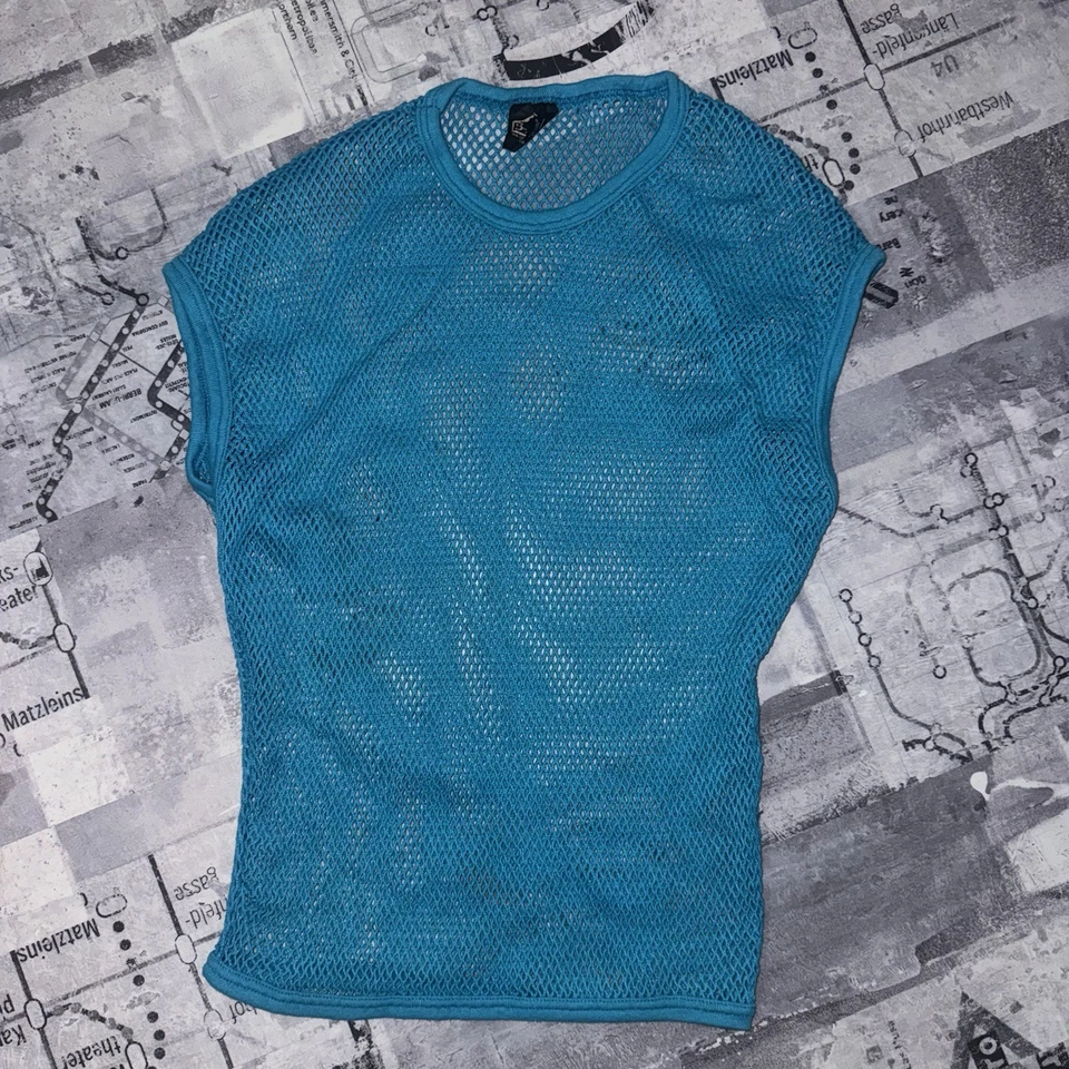 Vintage 34th Street Electric Blue Mesh Tank Top Muscle Tee 1980's Sz XL - Image 2 of 4