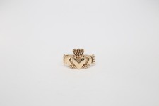 9k Yellow Gold Claddagh Ring, Size 12 - 5.1g