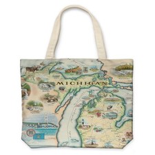 Xplorer Maps CTOTE MI Michigan Map Canvas Tote Bag