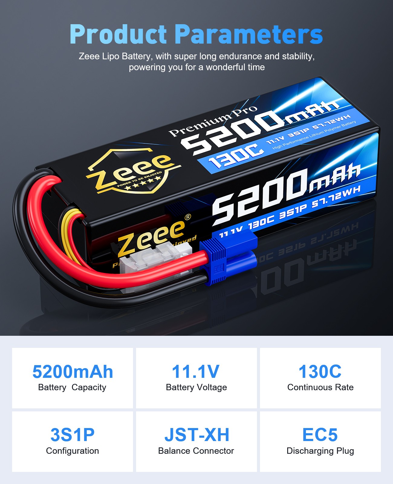 2x Zeee 3S 11.1V 130C 5200mAh batteria lipo EC5 per RC auto aerei barca heli camion foto 4