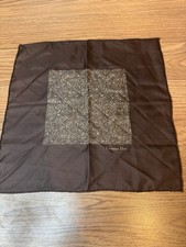 Vintage Christian Dior Brown Satin Pocket Square 13  Rolled Edges