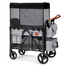 Wagon Stroller for 2 Kids,Foldable All-Terrain Wagon for Toddler with Canopy