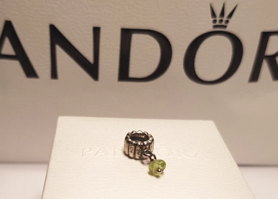 PANDORA Charm 925 Silber hängend dangle Stein Perle grün gelb Citrin Ornament - Bild 2 von 4