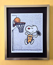 AIDAN FLUX | Hand Signed Authentic Print Framed Snoopy LA Lakers Basketball COA