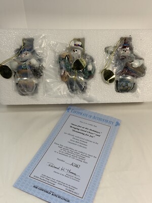 Set 3 Bradford Exchange Thomas Kinkade Snow-Bell Holidays Ornaments Snowmen 2009