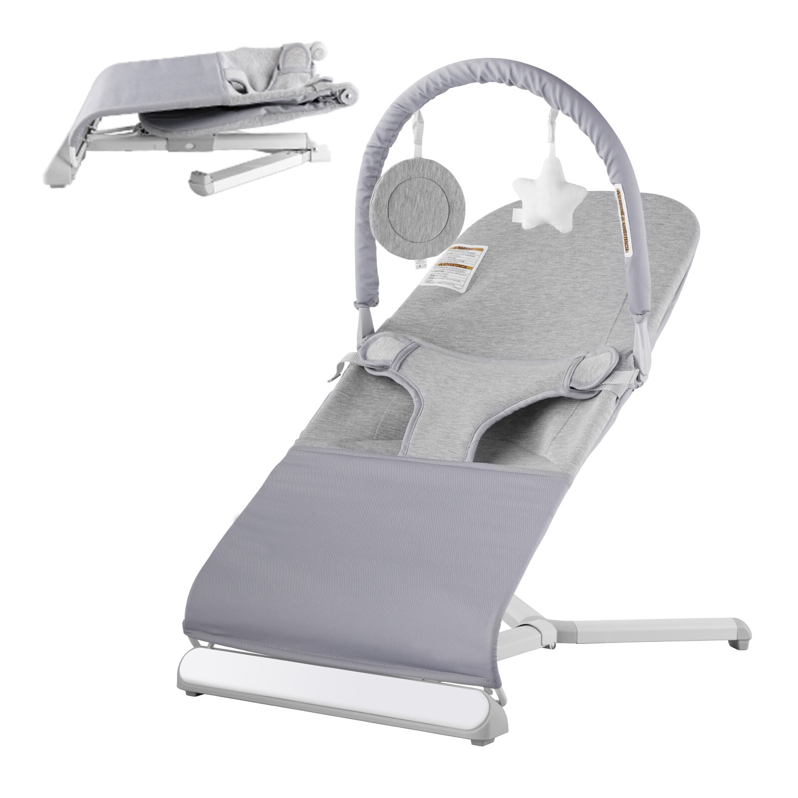 Transat bébé VEVOR gris pliable idéal pour le salon et les voyages