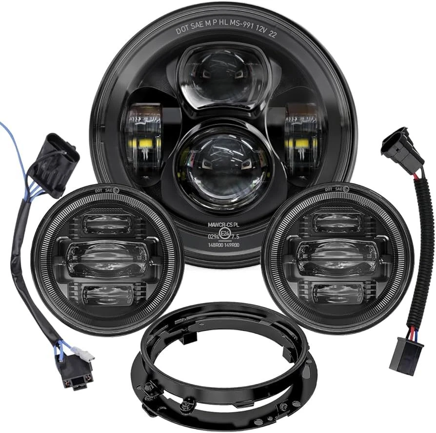 7 inch LED Headlight + Passing Light For Kawasaki VN Vulcan 500 750 800 900 1700 - Image 2 of 4