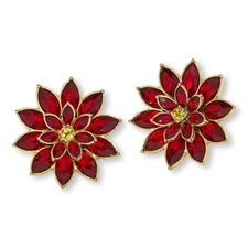 Heidi Daus "Marquis Magic" Crystal Poinsettia Stud Earrings-Pierced-NWT