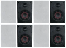 (8) Rockville WA658 6.5" In-Wall Home Speakers w Kevlar Woofer+Silk Dome Tweeter