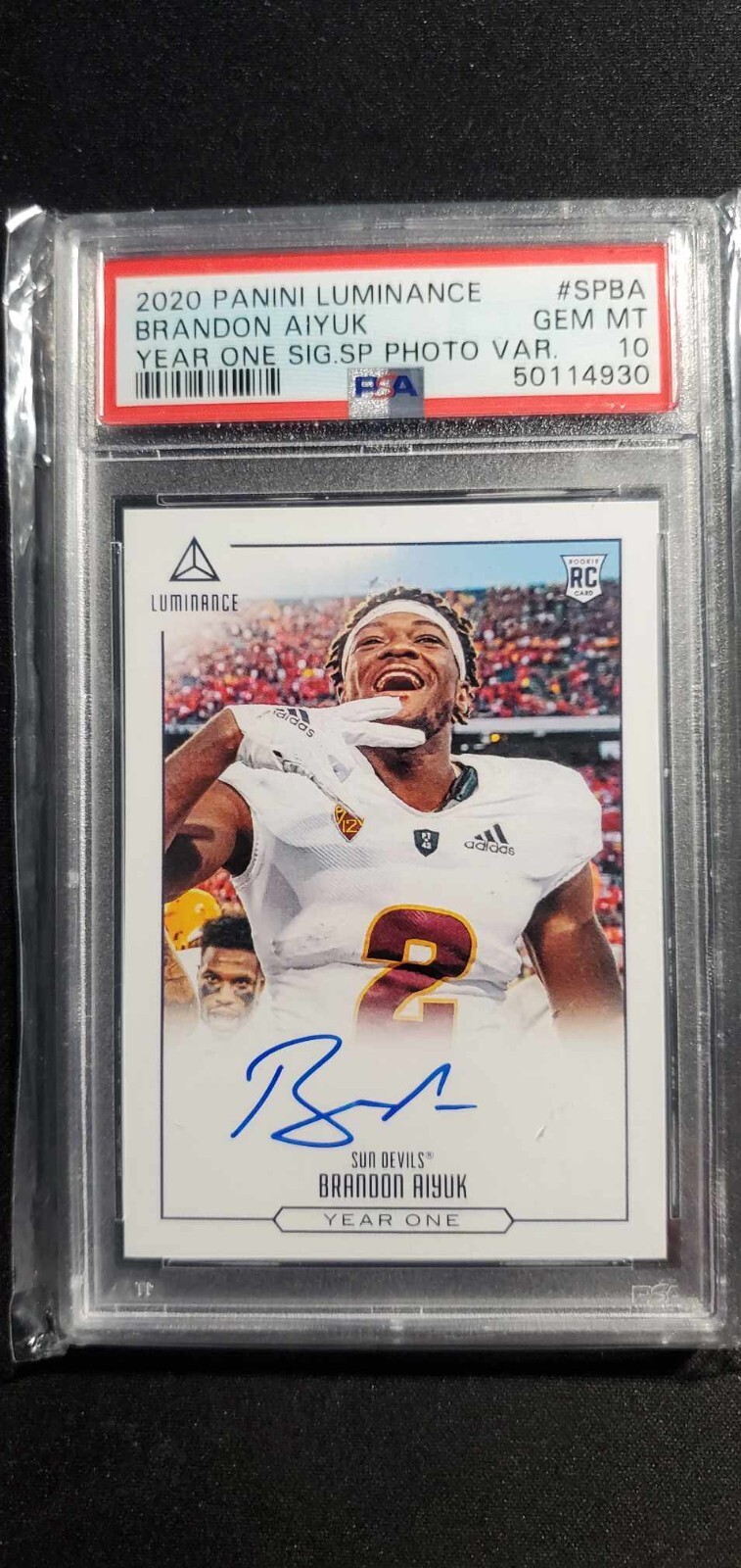 Brandon Aiyuk Panini Luminance Year One Signatures SP Photo Variations #SPBA Base
