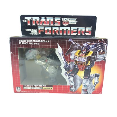Transformers G1 Grimlock MIB Complete Uncut With Insert Box Dinobot 1984