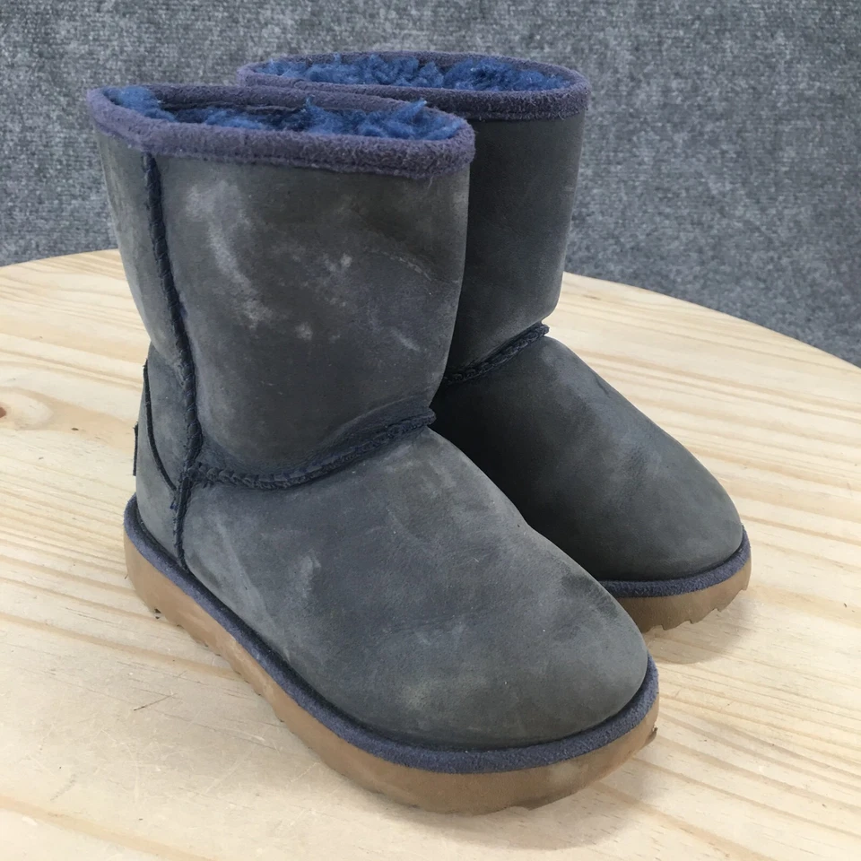 Botas UGG Niños 9 Clásicas Mini Azul Oveja Pull On Tobillo Top SN 101964 Foto 3 de 4