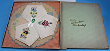 SET OF 3 VINTAGE Ladies Fine Embrodiered Handkerchiefs New in box