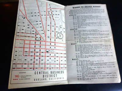 PAMPHLET KEY SYSTEM TRANSIT LINES OAKLAND CA DOWNTOWN BUS ROUTES MAP c.1951
