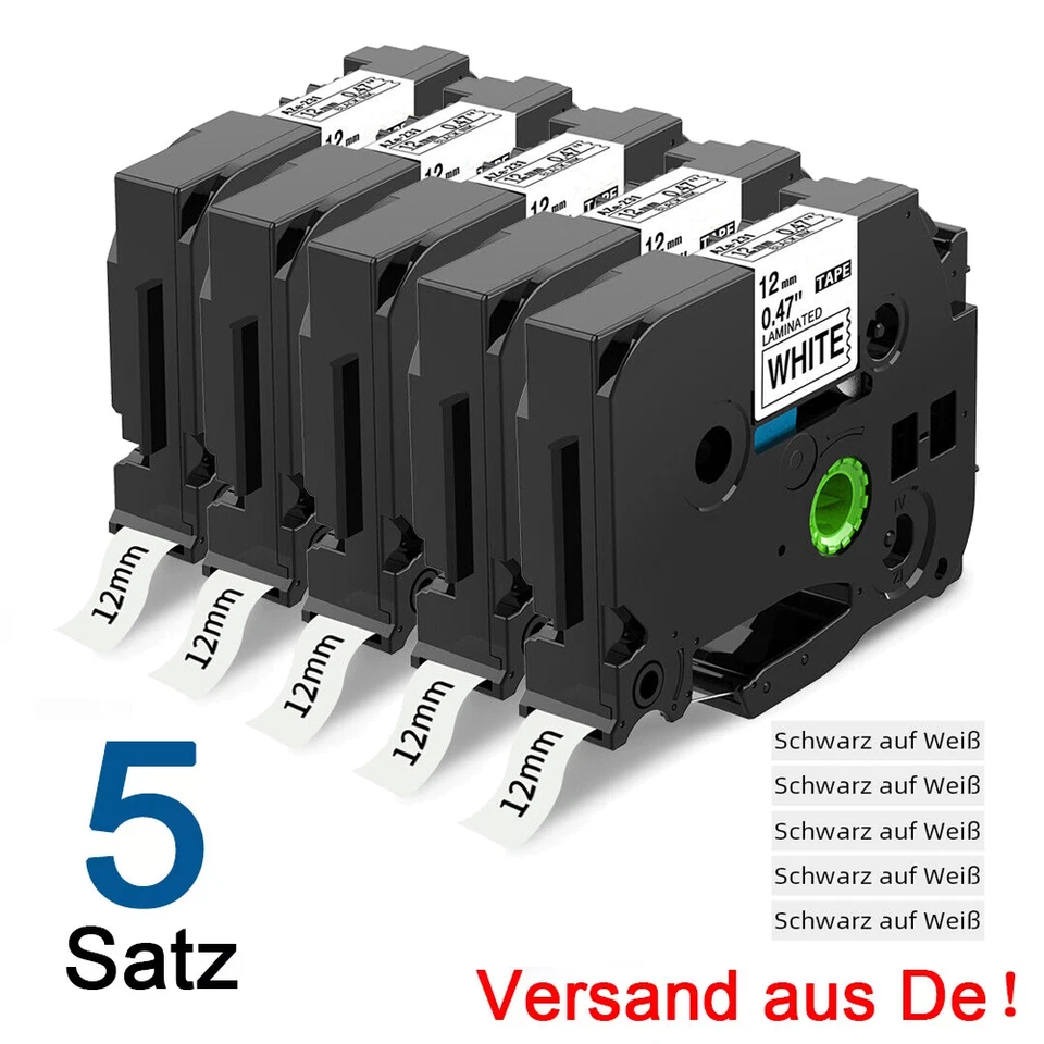 OOZMAS 5x Schriftband TZe-231 12mm für Brother P-Touch PT-H100LB E100 D200 1000 1010
