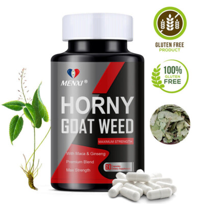 Horny Goat Weed w/ Maca Root Extra Strength Testosterone Booster for Men 60 Caps