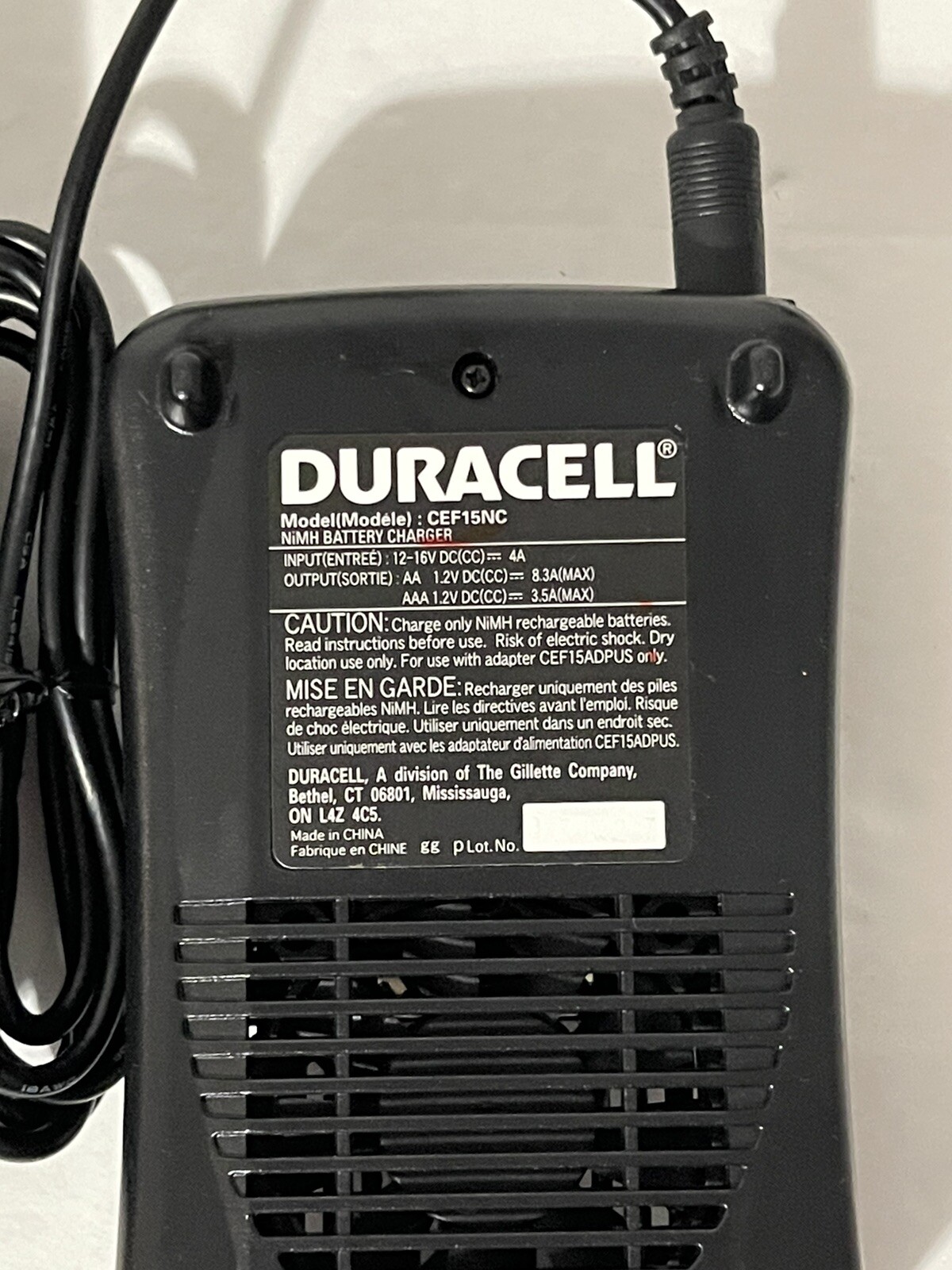 DURACELL CEF15NC 15 MIN AA /AAA BATTERY CHARGER + AC ADAPTER CEF15ADPUS J4.3 eBay