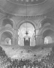 London ST PAUL'S CATHEDRAL CHURCH INTERIOR PARTY GALA ~ 1843 Art Print Engraving