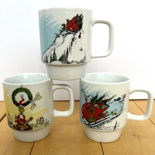 ZRIKE BRANDS THE GRINCH Who Stole Christmas Mug Set of 3 Sleigh, Roast Beast