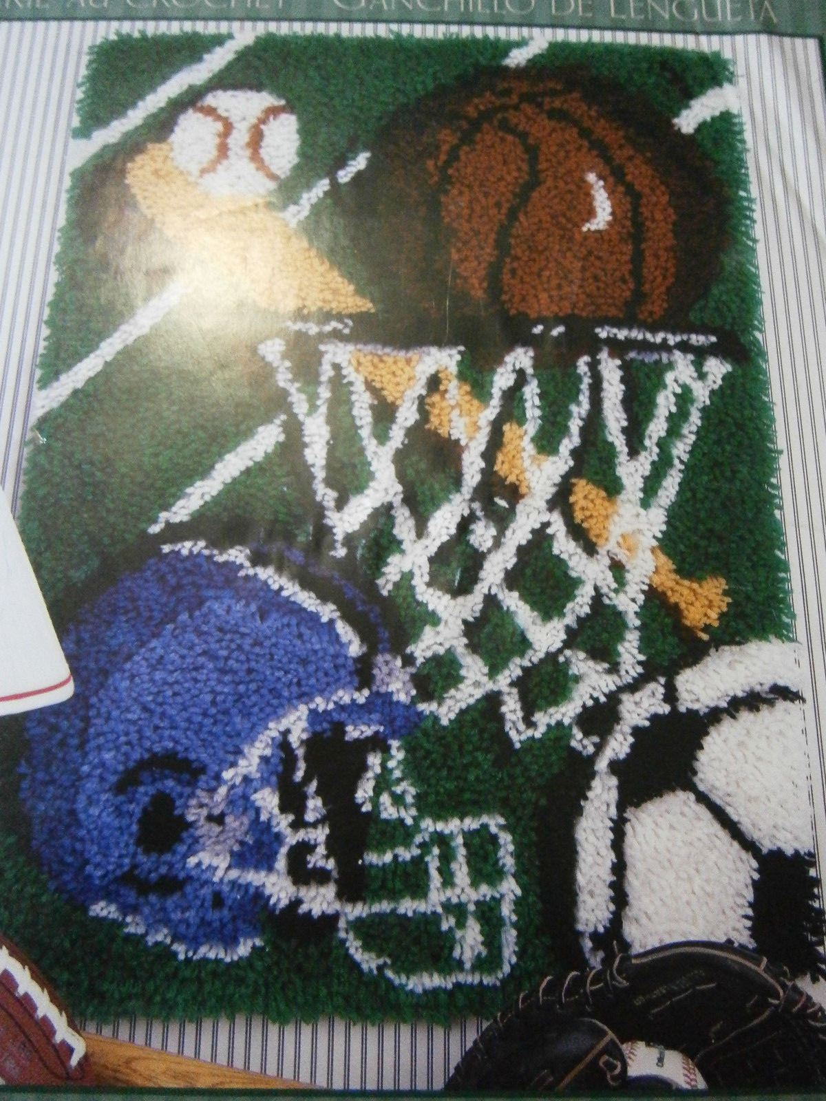 WonderArt Sports Latch Hook Kit R058 Caron 20"x27" Basketball Football