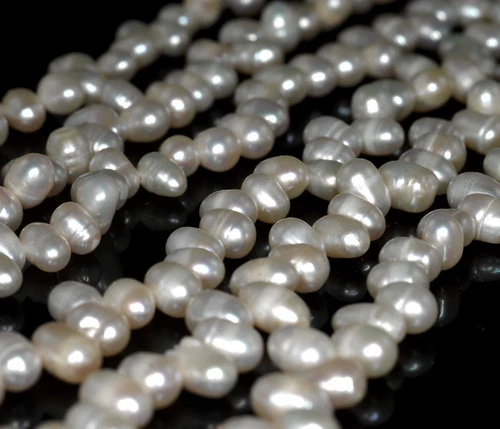 8X5-5X4MM MILKY WHITE NATURAL PEARL GEMSTONE GRADE A POTATO LOOSE BEADS 14.5inch - Picture 3 of 4