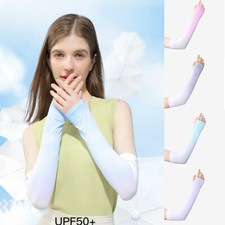 Unisex Ice Silk Cool Anti UV Sun Protection Gloves Long Sleeve Mitten Summer