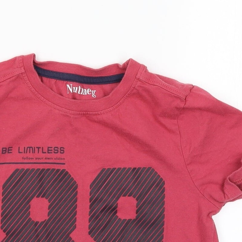 Nutmeg Boys Red 100percent Cotton Basic T-Shirt Size 7-8 Years Round Neck image 4