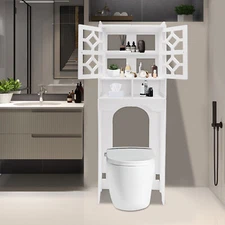 Over The Toilet Storage Cabinet, 4 Tier Bathroom Organizer w/ Raised Leg