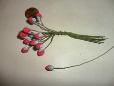 Vintage 12 Single Ended Sugar Coated Berry Fruit Stamens Made in Japan 1950's 