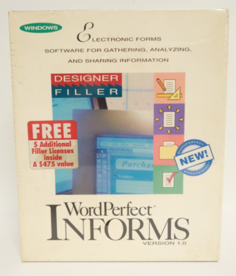 WordPerfect Informs Version 1.0 Vintage PC Computer Program Software ...