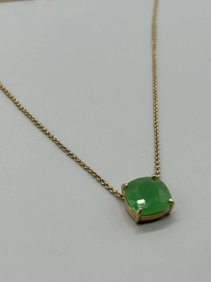 Ожерелье с подвеской Kate Spade золотистый зеленый квадратный кристалл регулируемая цепочка 17 дюймов - Изображение 3 из 4