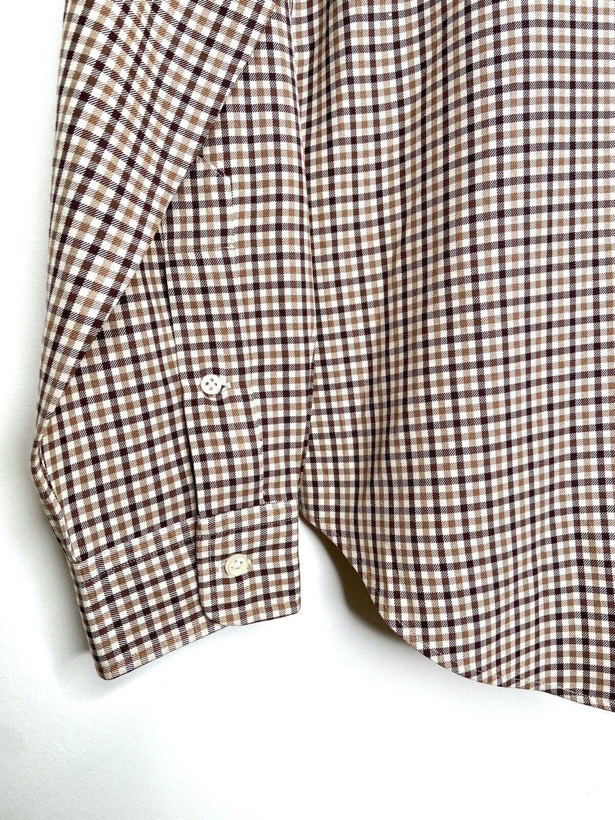 Polo Ralph Lauren Brown Checker Mens Sz 16-1/2 L Long Sleeve Button Down  Shirt