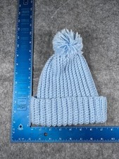 Beanie Toque Youth Toddler One Size Blue Knit Acrylic Blend Pom Ski Outdoors