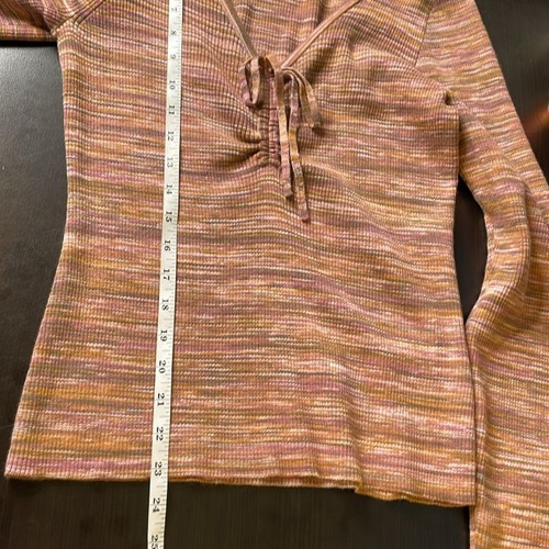 Madewell Multi Color Striped Long Sleeve Stretch Knit Tie Front Top Sz XL NWT - Picture 12 of 12