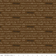 Go West with John Wayne Quotes Brown Cotton Fabric