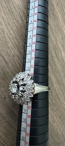 Diamond Cocktail Ring 14K White Gold Sz 7.5 Diamond Cluster APPRAISED - Picture 13 of 19