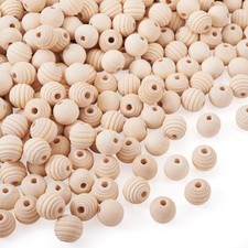 Craftdady 200pcs Large Hole Unfinished Wood Beads 14mm Round Rondelle Wooden ...