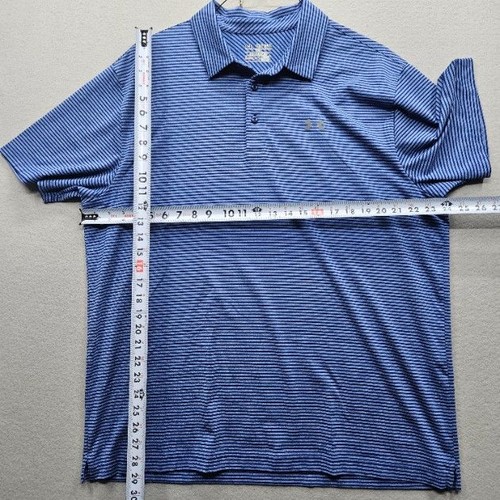 Under Armour Men's size 2XL Blue Striped Short Sleeve Polo Shirt Loose Fit - Picture 5 of 10
