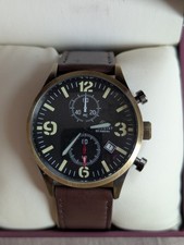Image of Accurist 7023 Mens Chronograph Watch Black Dial with Brown Leather Strap